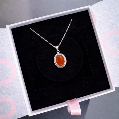 Akik Minimal Vintage Gümüş Kolye