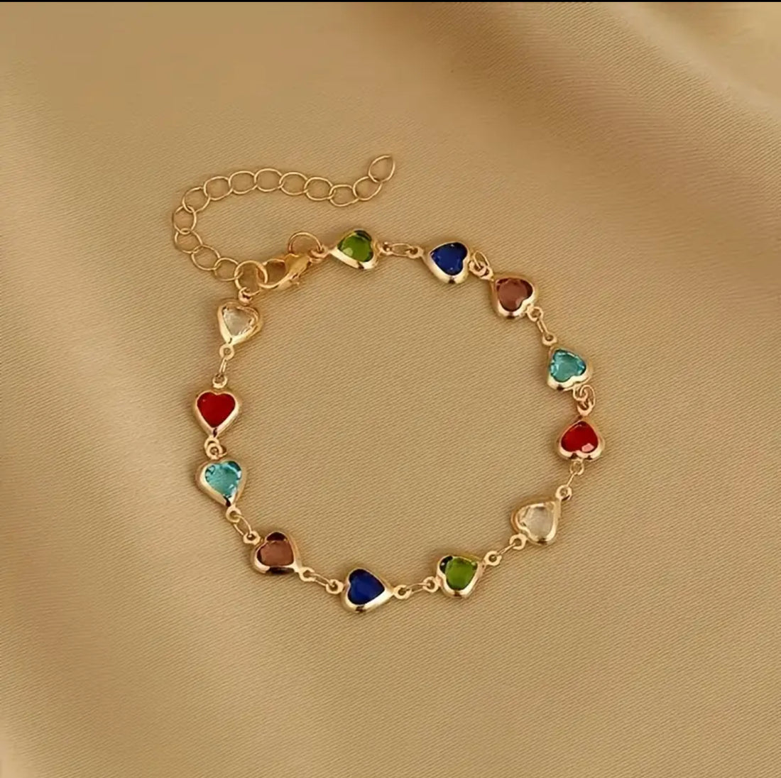 Renkli Taşlı Lovely Gold Renk Bileklik