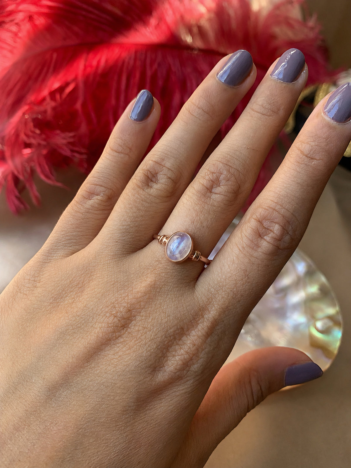 Ay Taşı Diana Rose Gold Yüzük