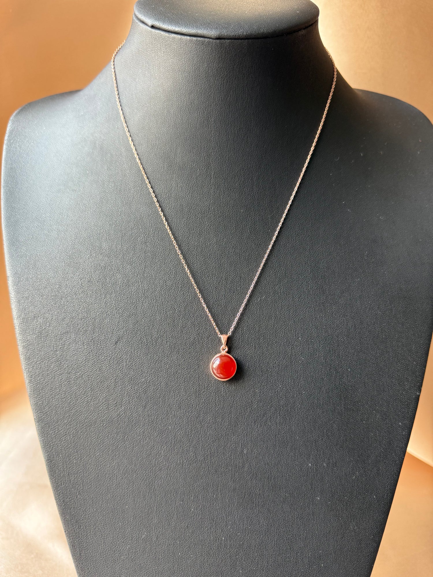 Akik Yuvarlak Rose Gold Kolye