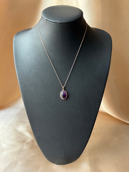 Ametist Büyük Oval Rose Gold Kolye