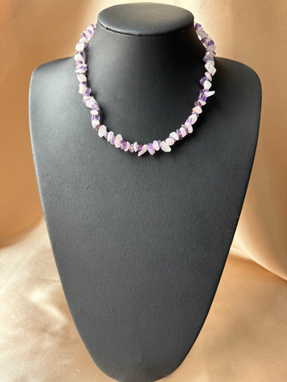 Ametist &amp; Pembe Kuvars Dizi Kolye