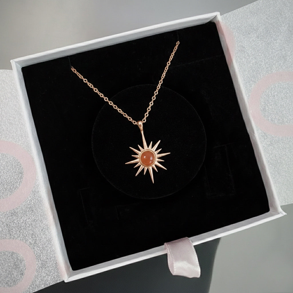 Akik Kuzey Yıldızı Rose Gold Kolye