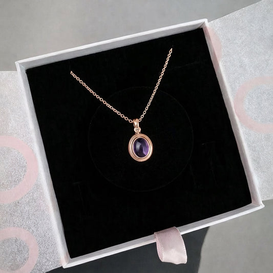 Ametist Minimal Vintage Rose Gold Kolye