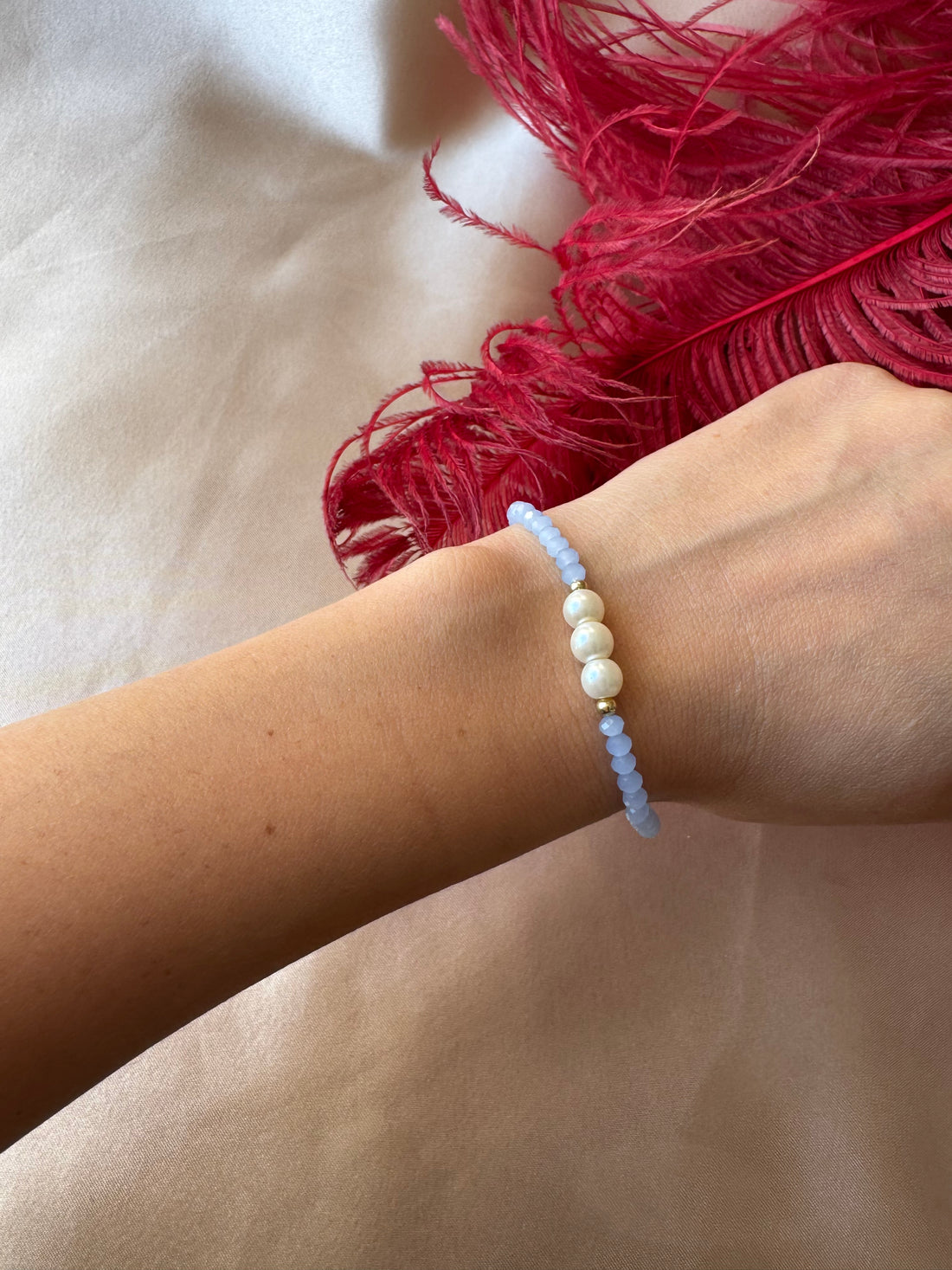 Kalsedon & İnci Dizi Bileklik