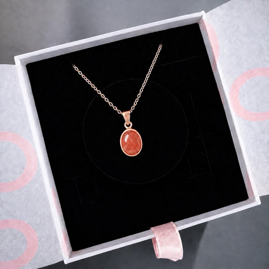 Güneş Taşı Minimal Rose Gold Kolye