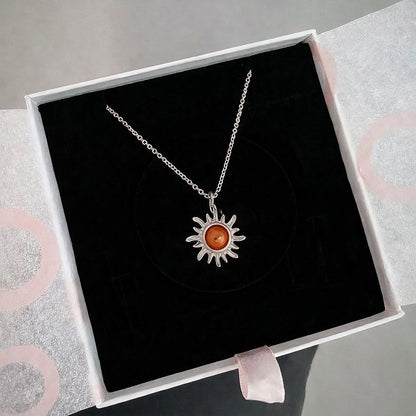 Güneş Taşı Minimal Güneş Gümüş Kolye