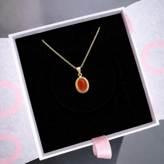 Akik Minimal Vintage Gold Kolye