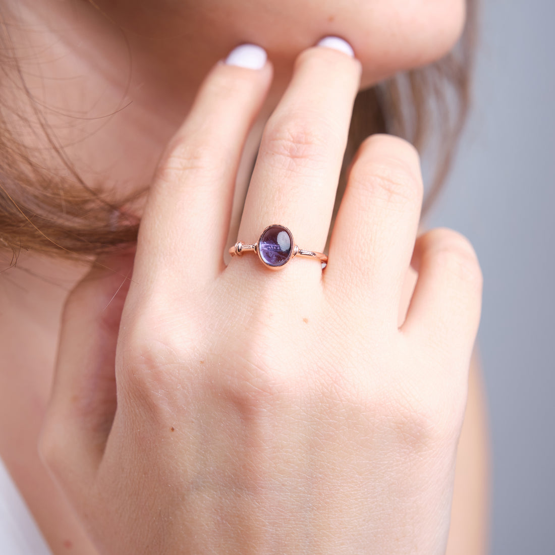 Ametist Diana Rose Gold Yüzük
