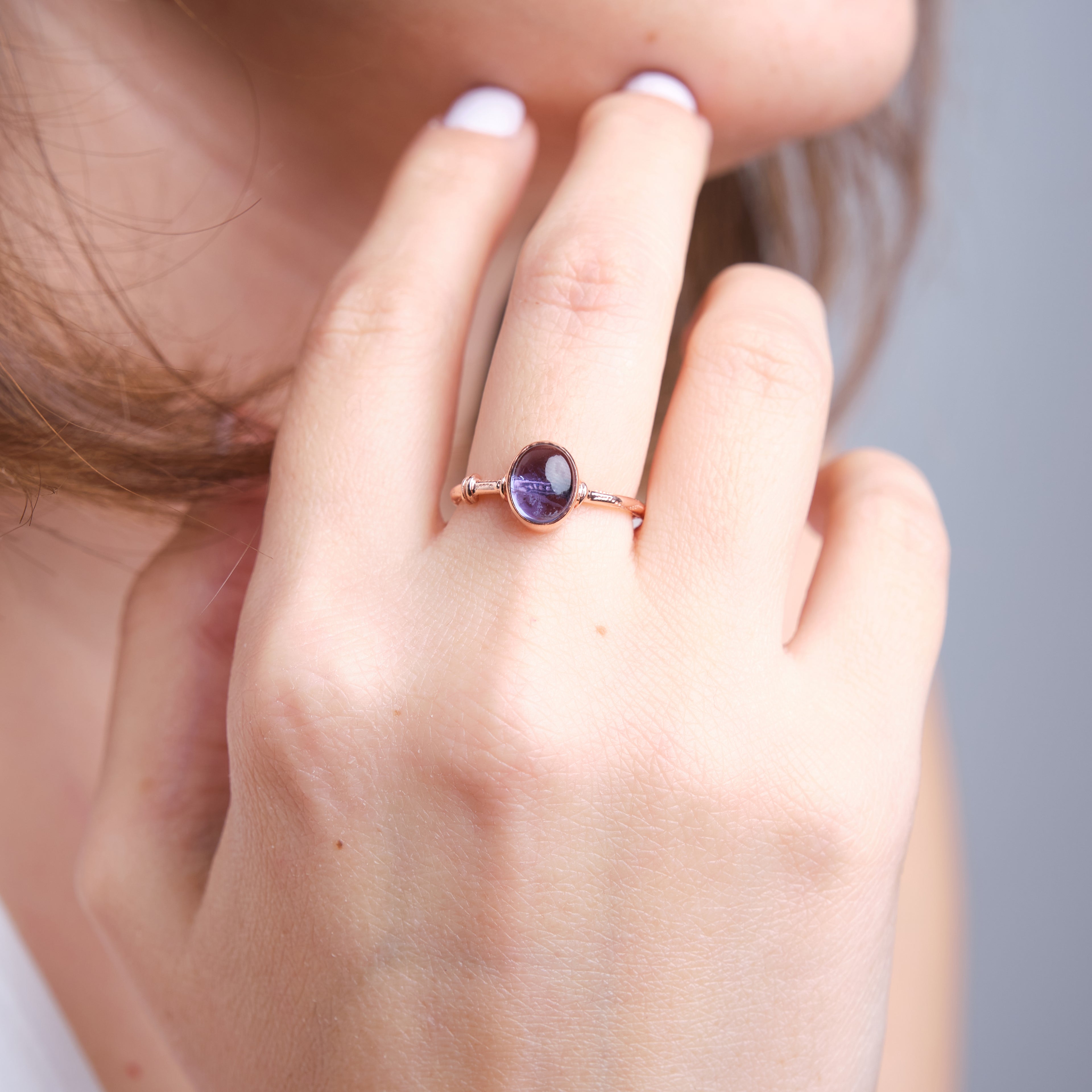 Ametist Diana Rose Gold Yüzük