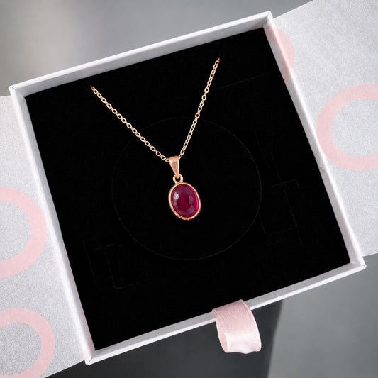 Yakut Minimal Rose Gold Kolye