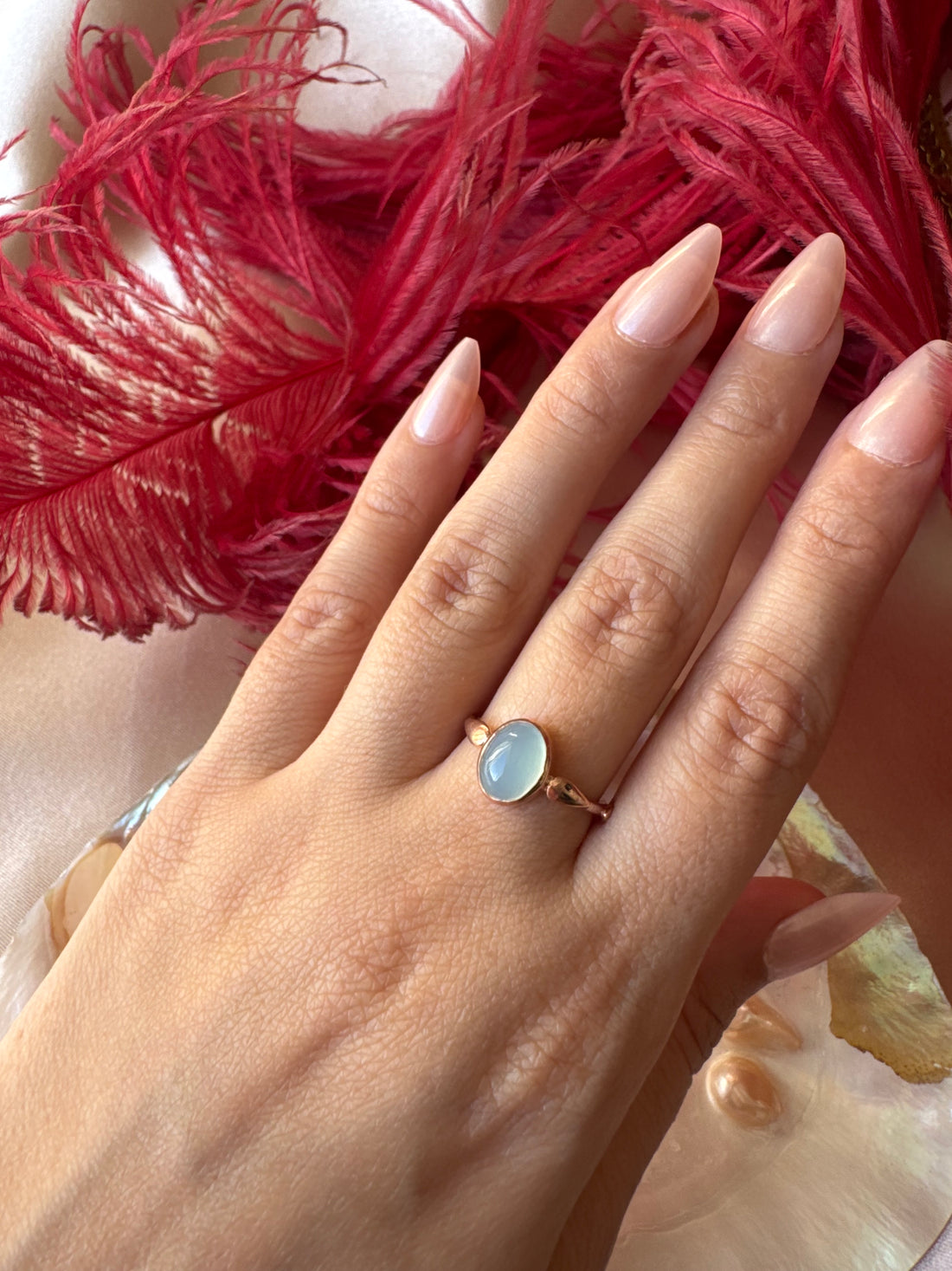 Akuamarin Mary Rose Gold Yüzük