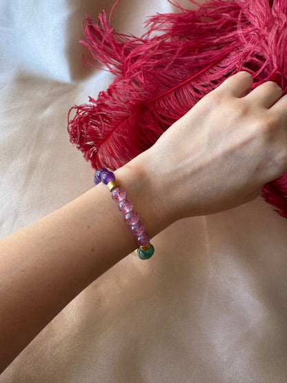 Pembe Kuvars &amp; Ametist &amp; Kristal Kuvars &amp; Sitrin &amp; Aventurin 5i Yerde Bileklik (8 mm)