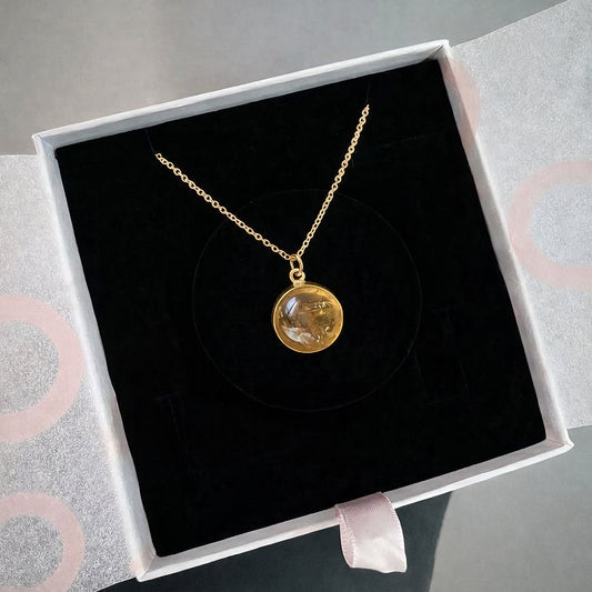Sitrin Büyük Yuvarlak Gold Kolye