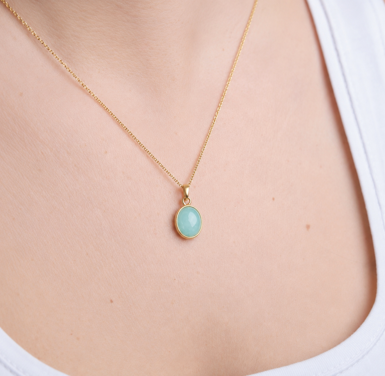 Amazonit Minimal Gold Kolye