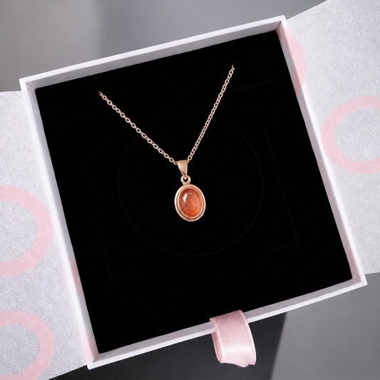 Güneş Taşı Minimal Vintage Rose Gold Kolye