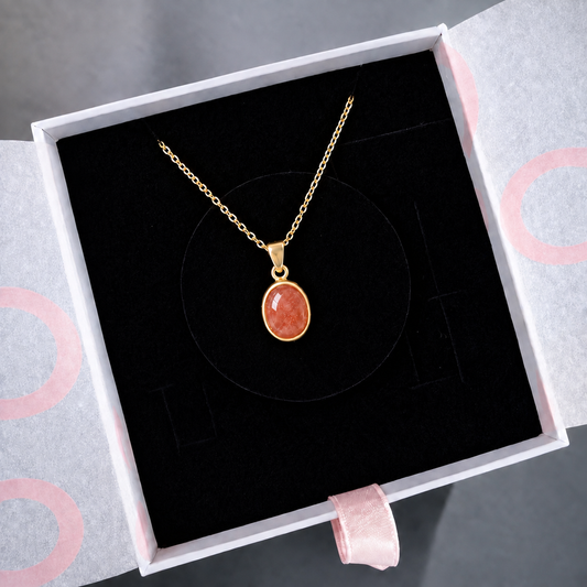 Güneş Taşı Minimal Gold Kolye
