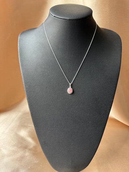Pembe Kuvars Minimal Vintage Gümüş Kolye