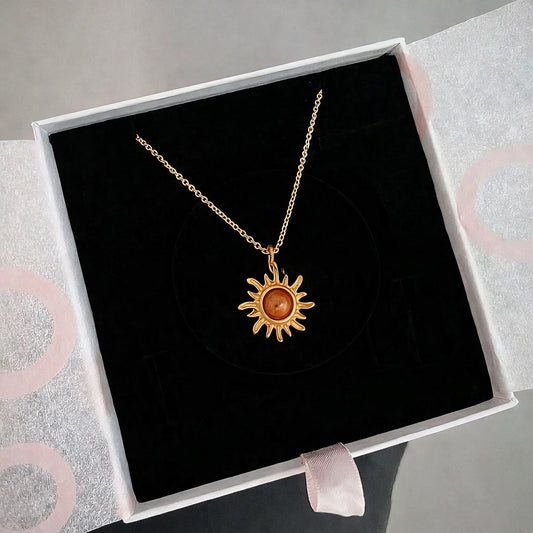 Güneş Taşı Minimal Güneş Gold Kolye