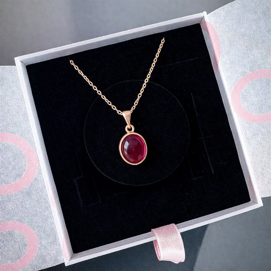 Yakut Minimal Rose Gold Kolye
