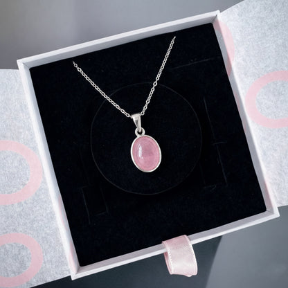 Pembe Kuvars Minimal Gümüş Kolye