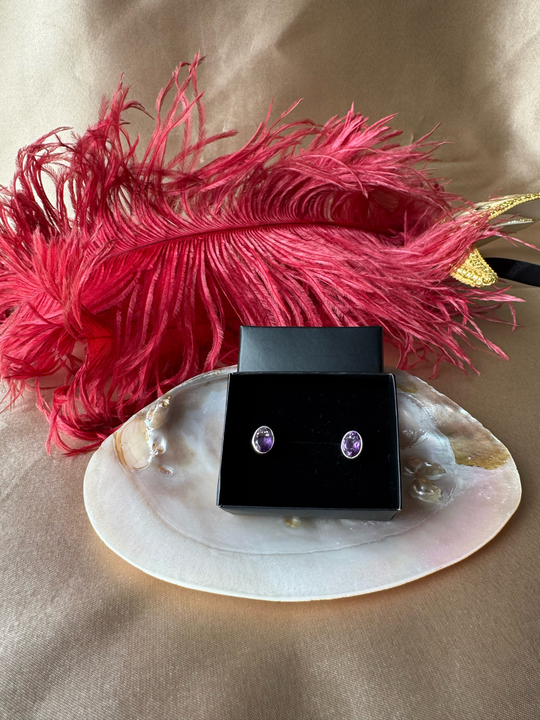 Ametist Oval Gümüş Küpe