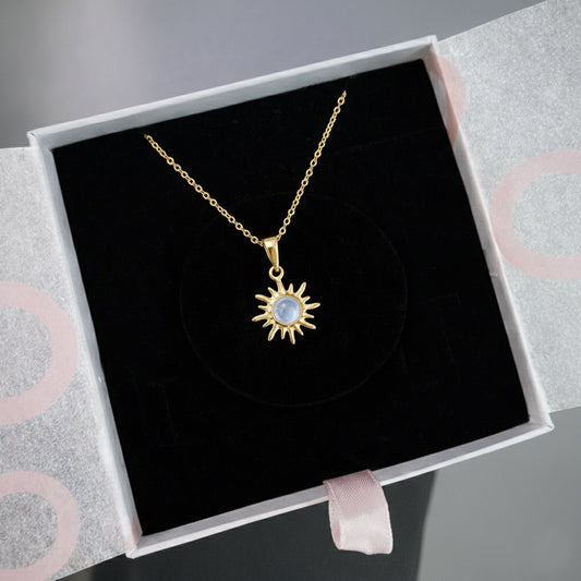 Ay Taşı Minimal Güneş Gold Kolye