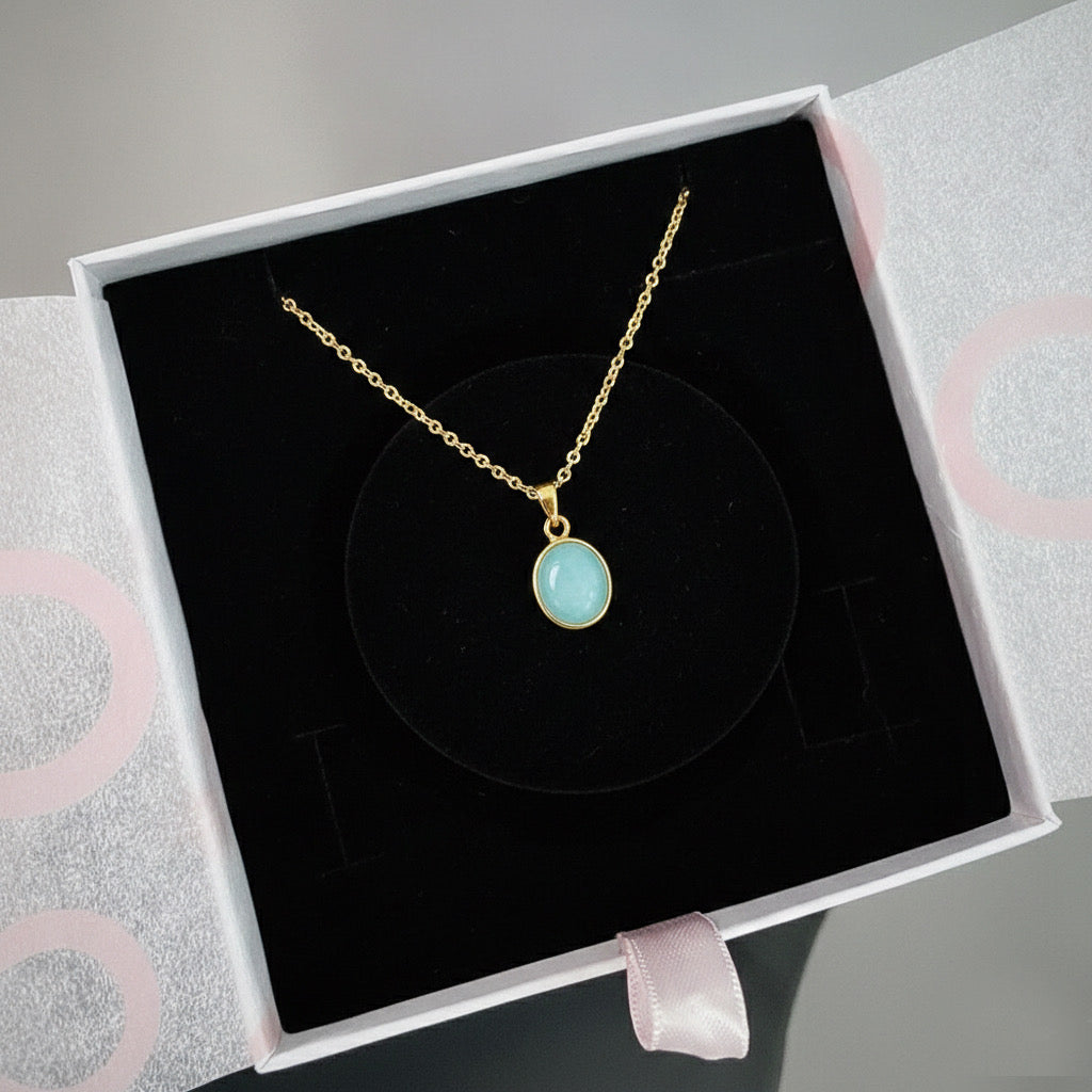 Amazonit Minimal Gold Kolye