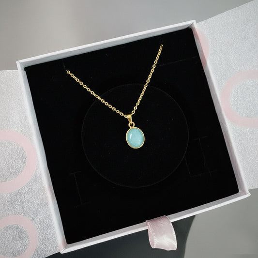 Amazonit Minimal Gold Kolye