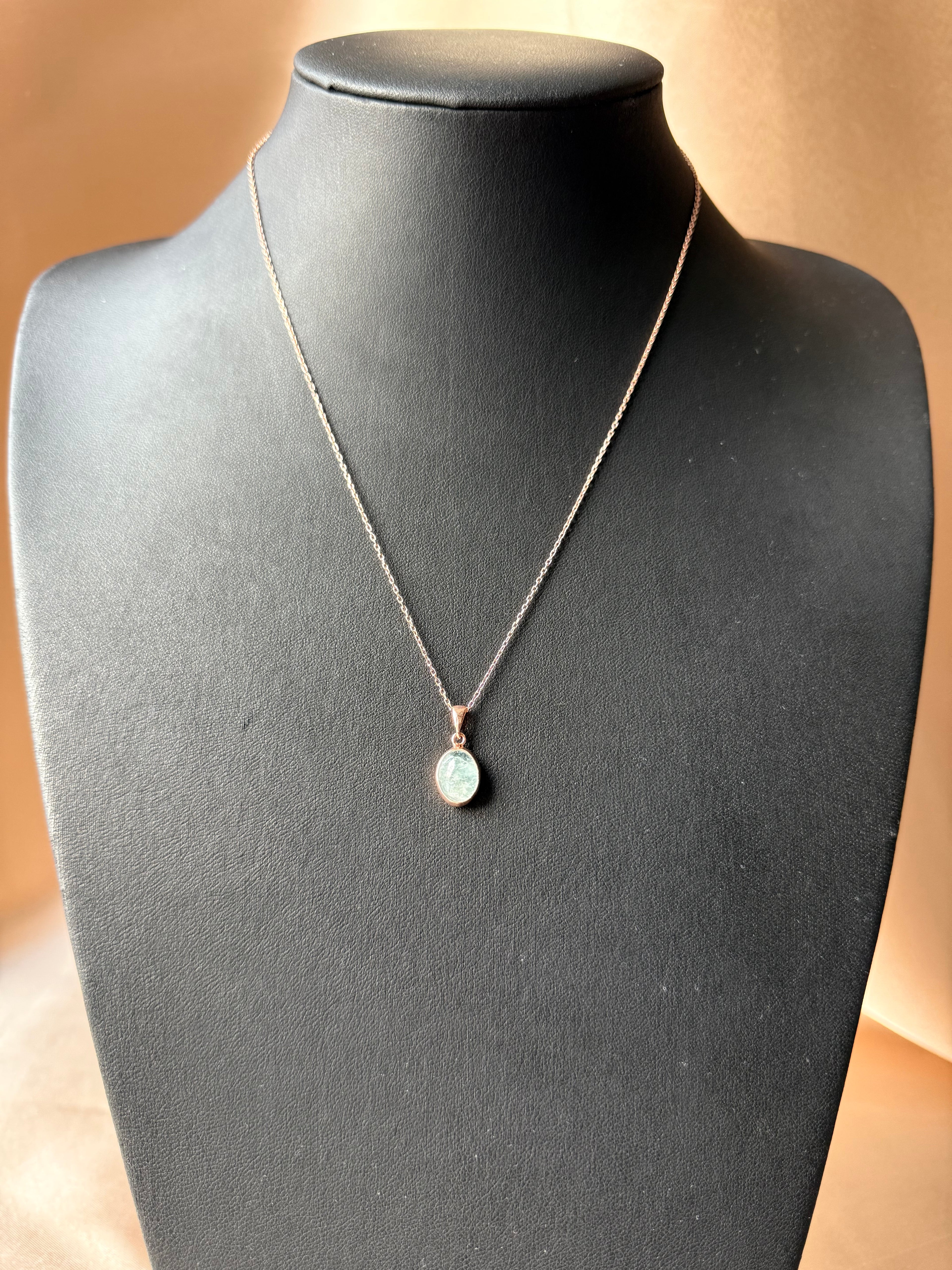 Akuamarin Minimal Rose Gold Kolye