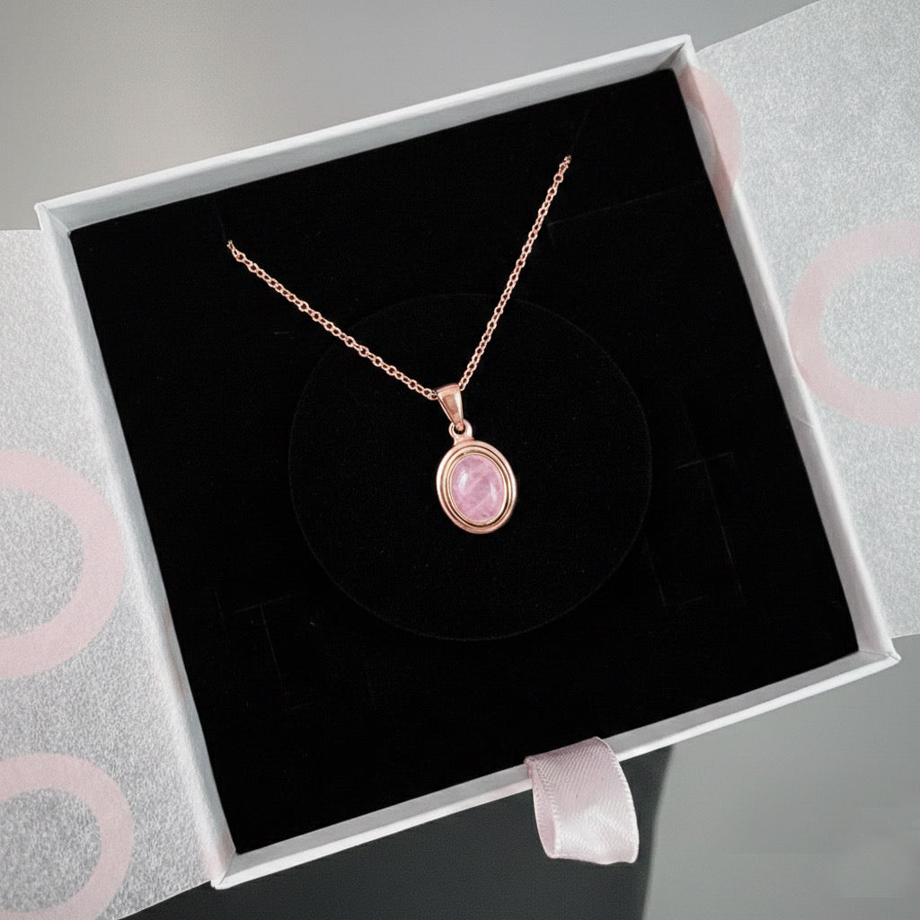Pembe Kuvars Minimal Vintage Rose Gold Kolye