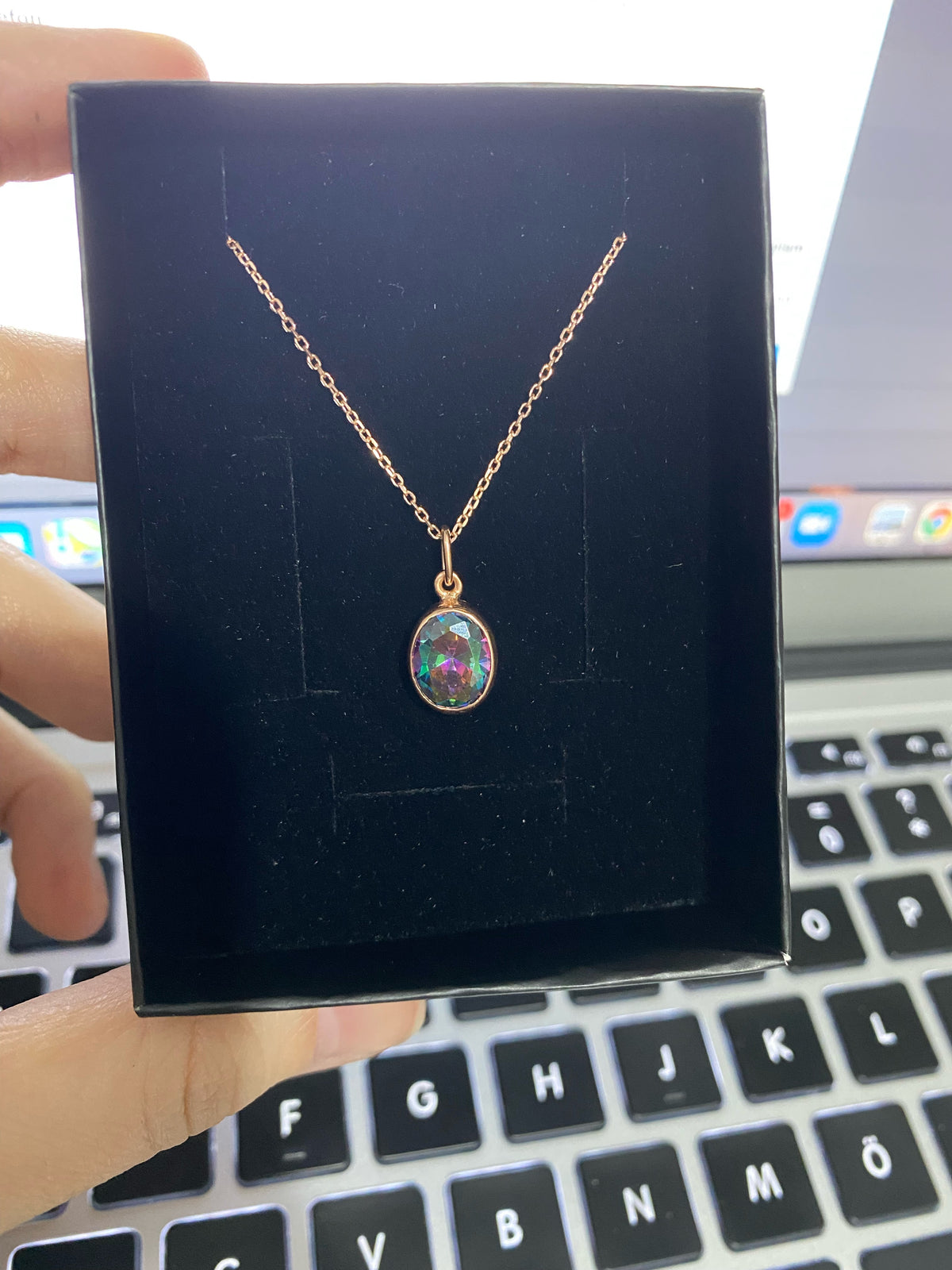 Mistik Topaz Minimal Rose Gold Kolye