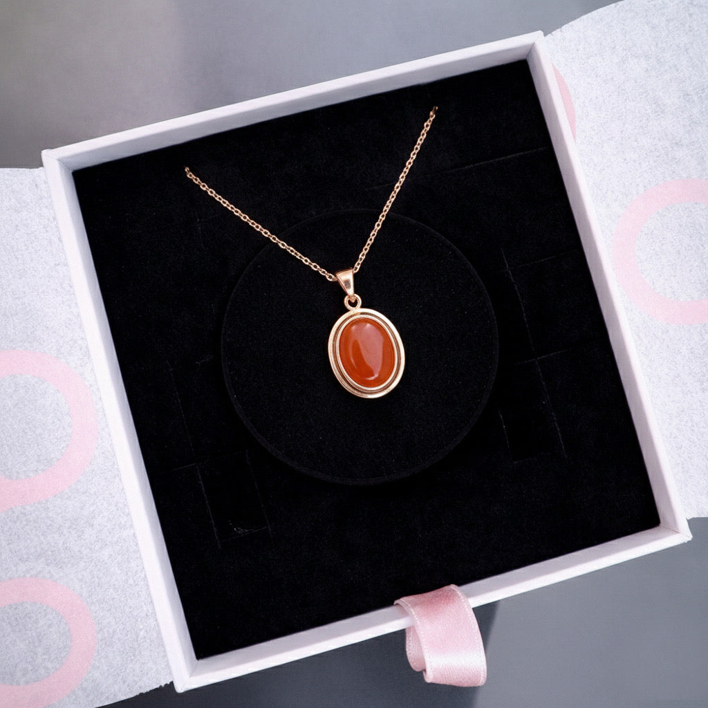 Akik Minimal Vintage Rose Gold Kolye