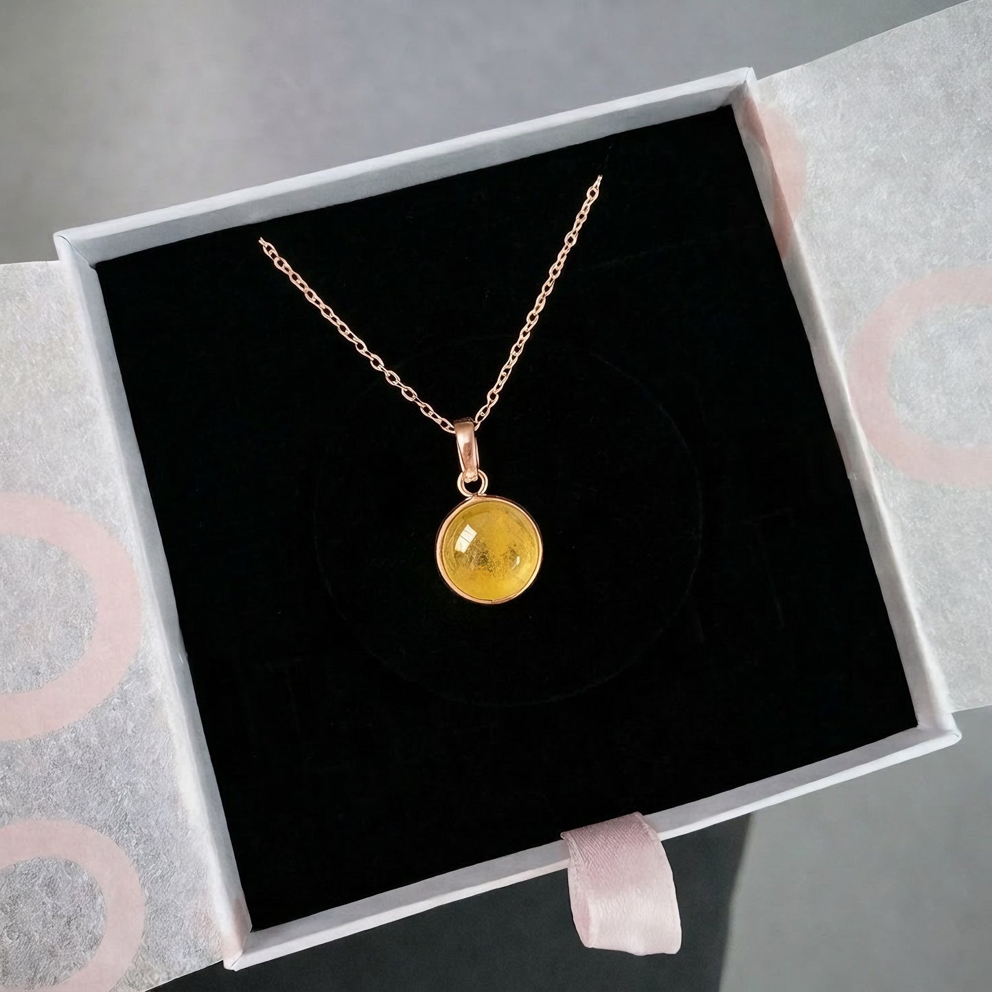 Sitrin Yuvarlak Rose Gold Kolye