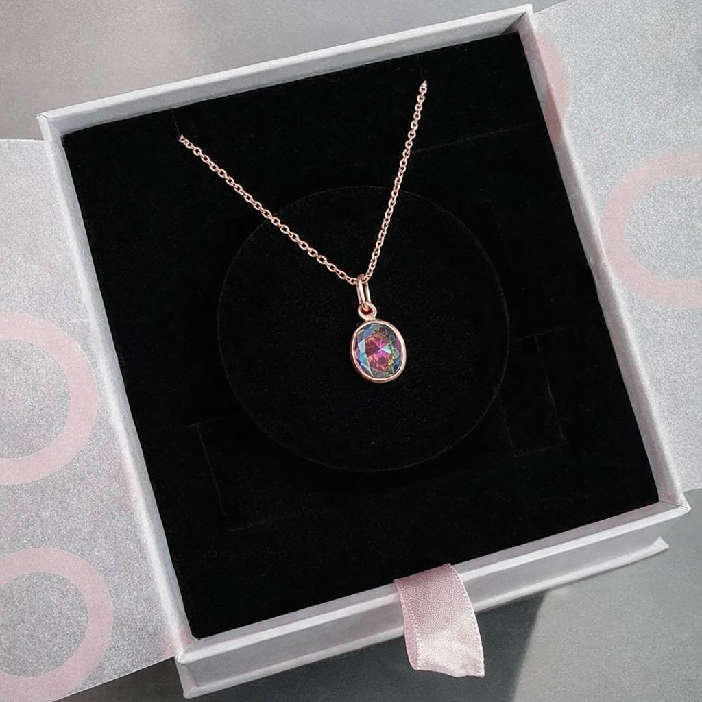 Mistik Topaz Minimal Rose Gold Kolye
