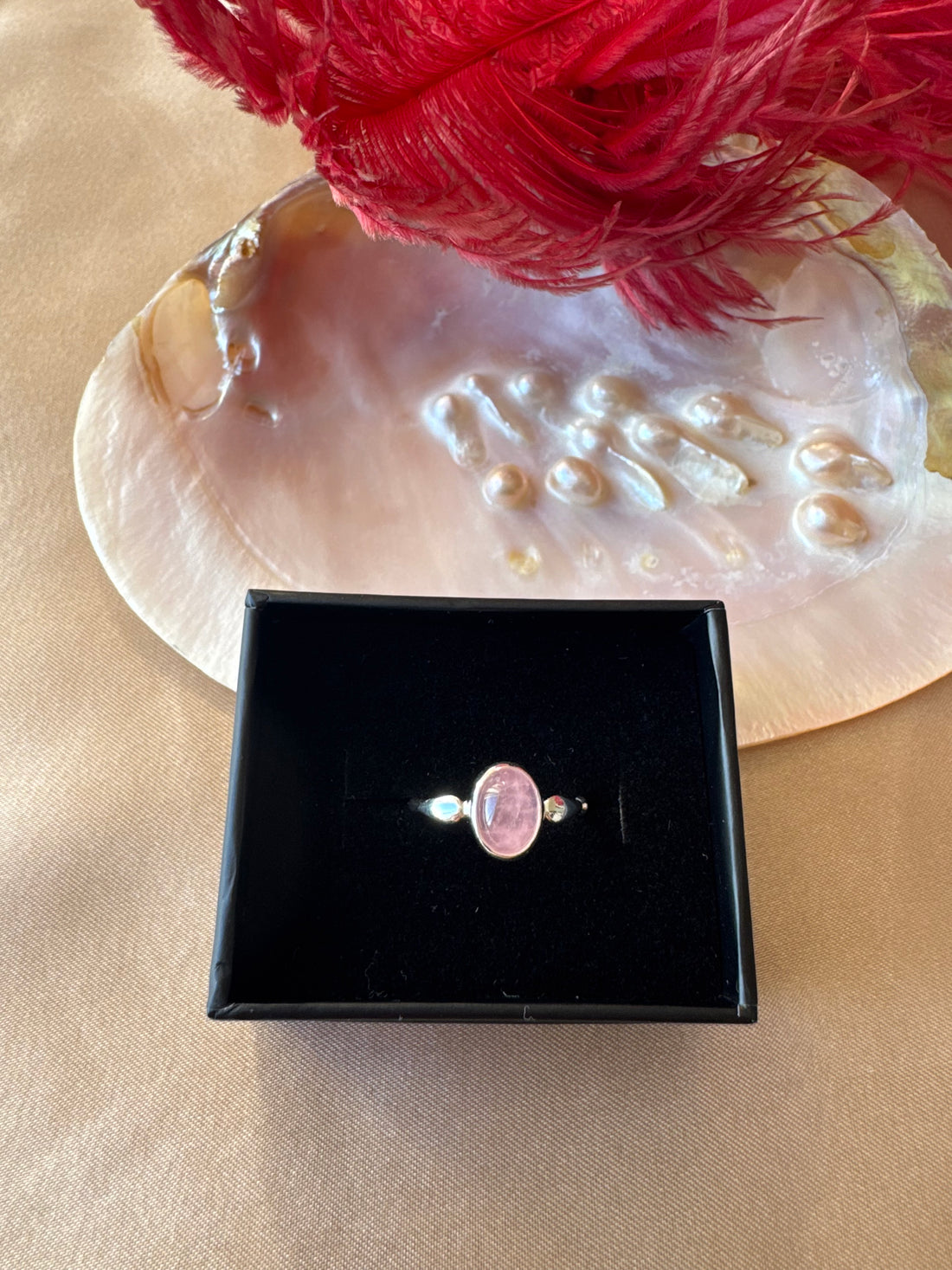 Pembe Kuvars Mary Gümüş Yüzük