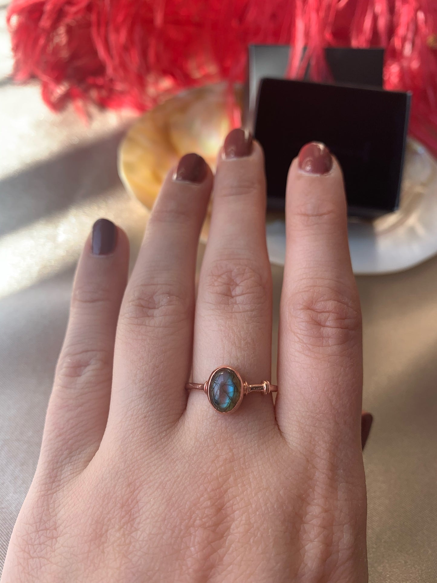 Labradorit Diana Rose Gold Yüzük