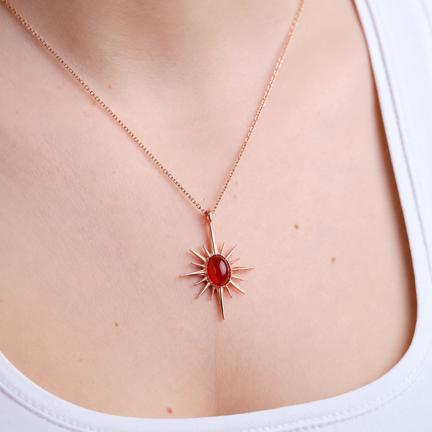 Akik Büyük Kuzey Yıldızı Rose Gold Kolye