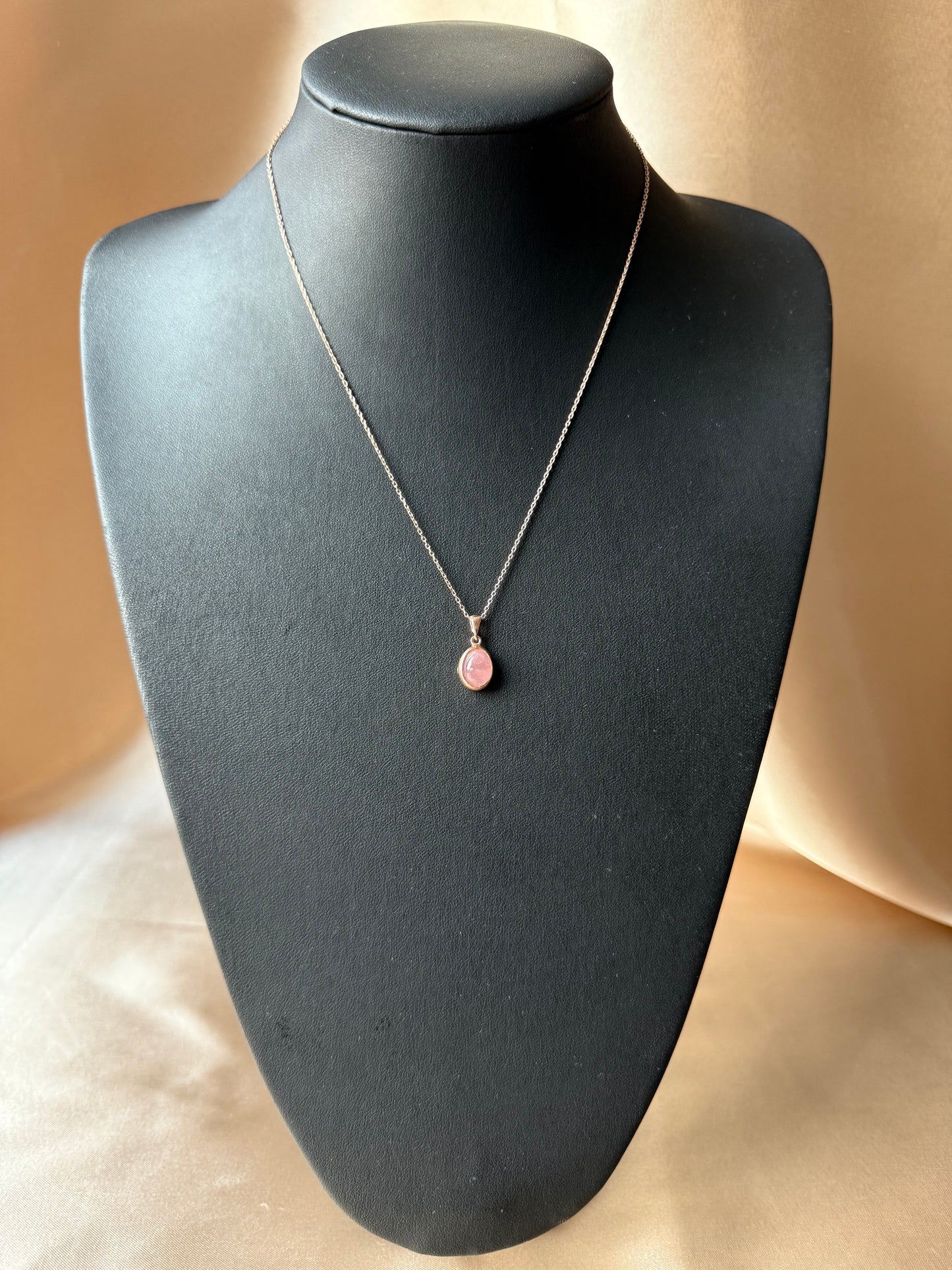 Pembe Kuvars Minimal Rose Gold Kolye