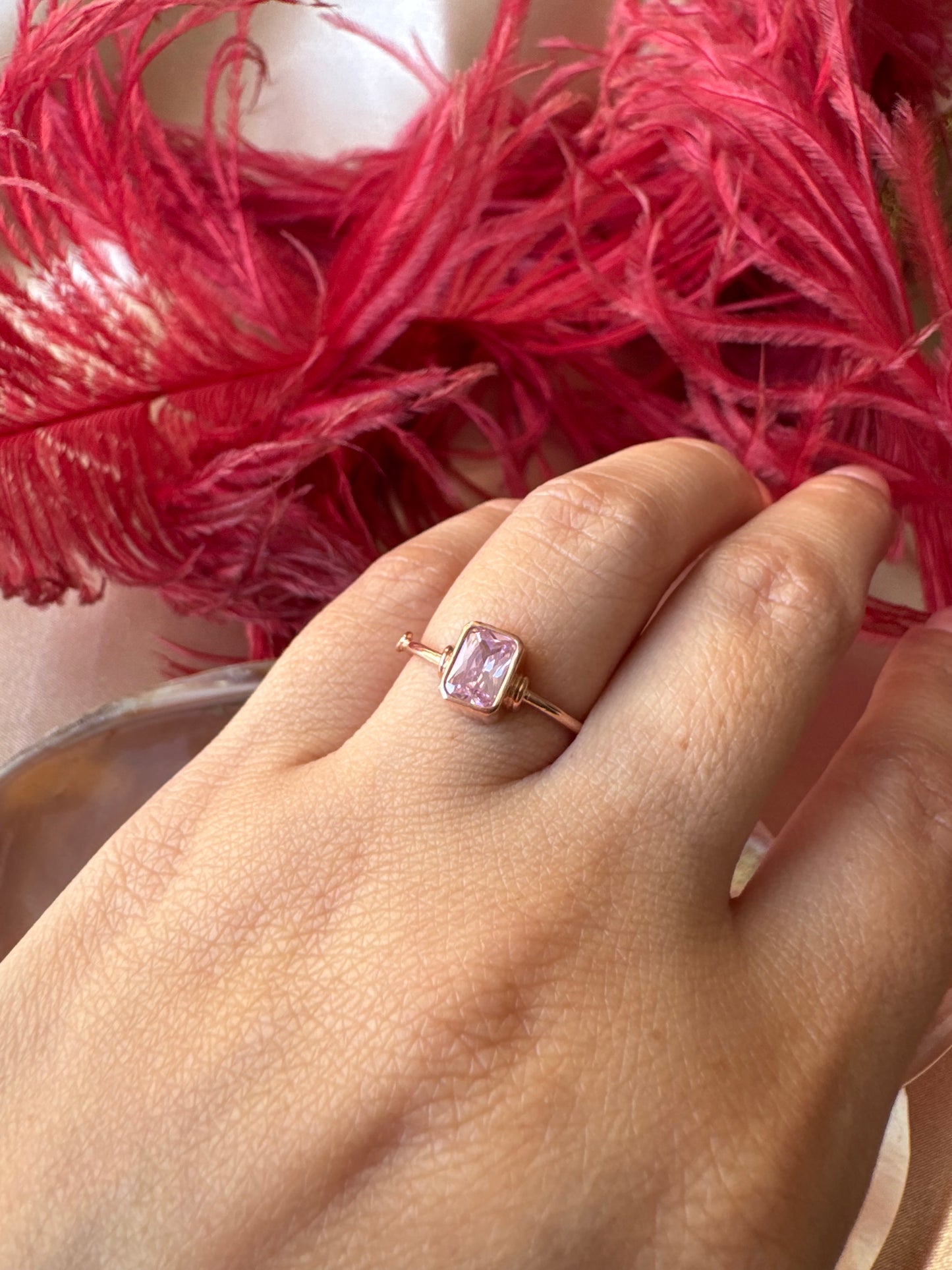 Pembe Kuvars Tina Rose Gold Yüzük