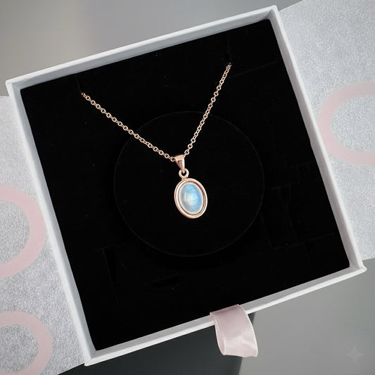 Ay Taşı Minimal Vintage Rose Gold Kolye