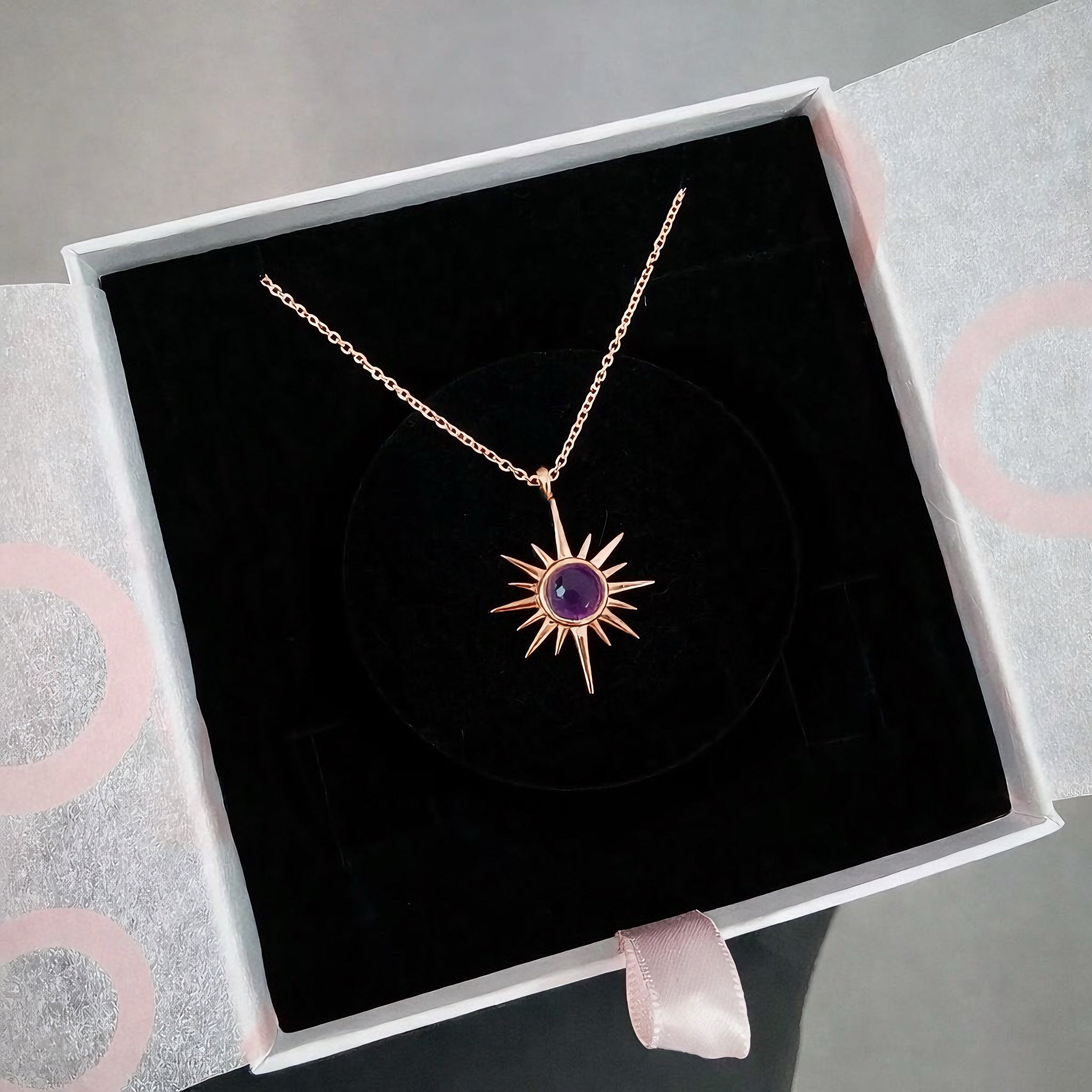 Ametist Kuzey Yıldızı Rose Gold Kolye