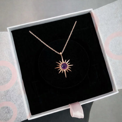 Ametist Kuzey Yıldızı Rose Gold Kolye