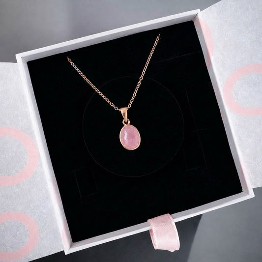 Pembe Kuvars Minimal Rose Gold Kolye