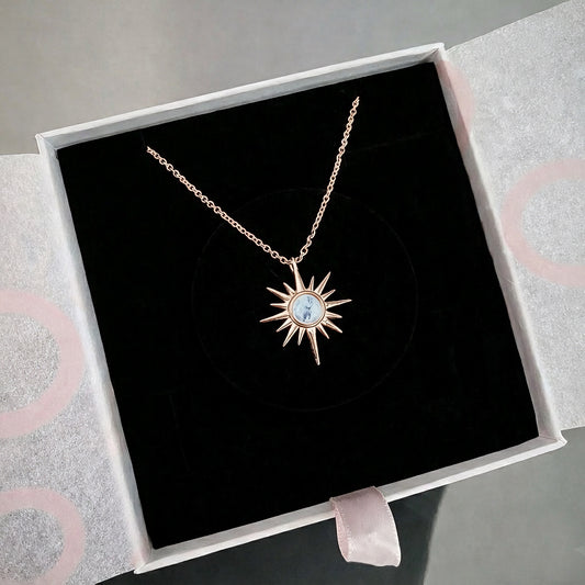 Ay Taşı Kuzey Yıldızı Rose Gold Kolye