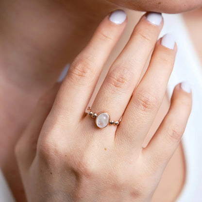 Ay Taşı Hera Rose Gold Yüzük
