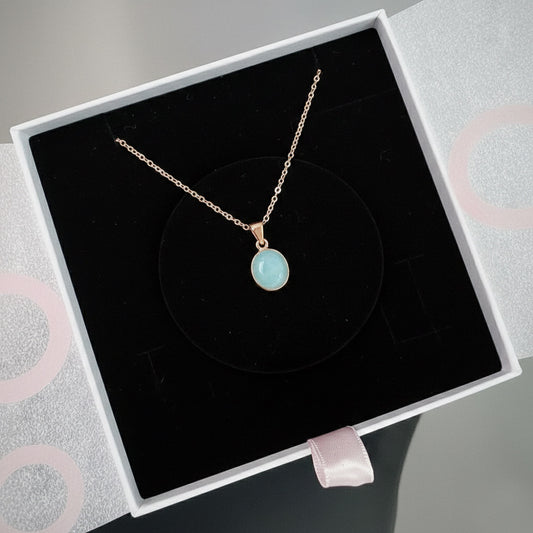 Amazonit Minimal Rose Gold Kolye