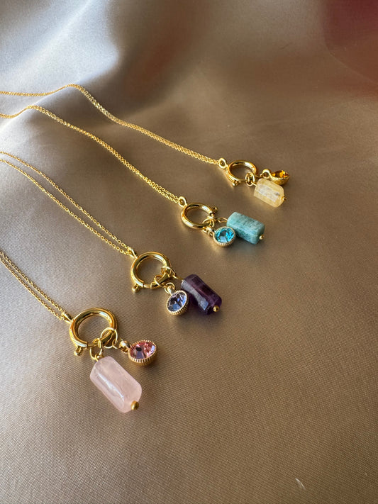 Amazonit Charming Gold Kolye