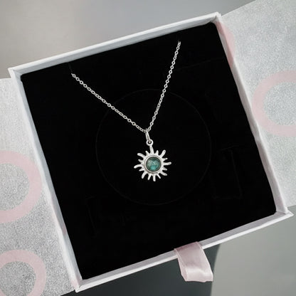 Labradorit Minimal Güneş Gümüş Kolye