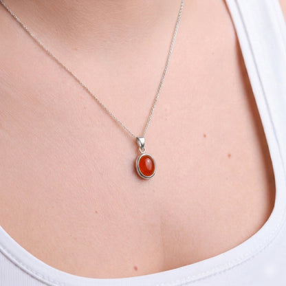 Akik Minimal Gümüş Kolye